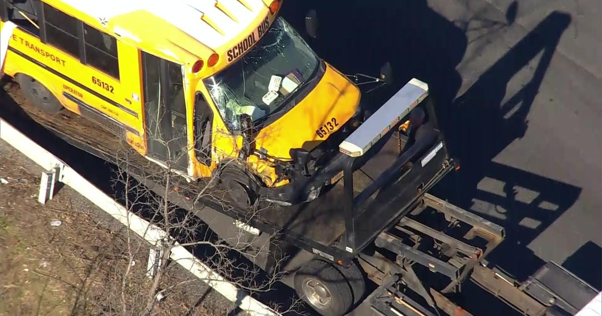 School bus crashes with students on board in Commack, Long Island - CBS ...