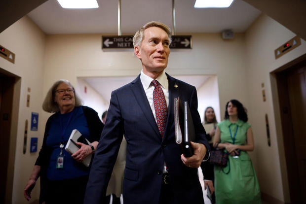Sen. James Lankford arrives at the U.S. Capitol ahead of votes on Feb. 7, 2024. 