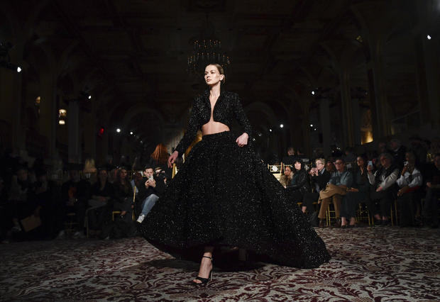 A model walks the runway during the Christian Siriano Fall/Winter 2024 fashion show at The Plaza Hotel during New York Fashion Week on Thursday, Feb. 8, 2024, in New York. 