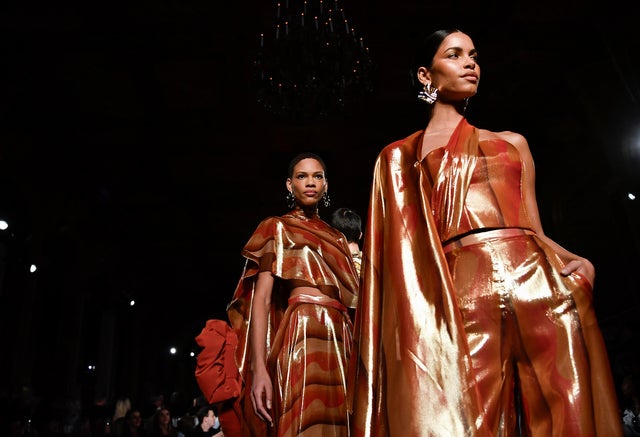 Models walks the runway during the Christian Siriano Fall/Winter 2024 fashion show at The Plaza Hotel during New York Fashion Week on Thursday, Feb. 8, 2024, in New York. 