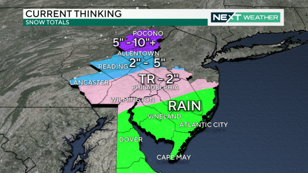 Snow and rain area map for Tuesday, Feb. 13, 2024 