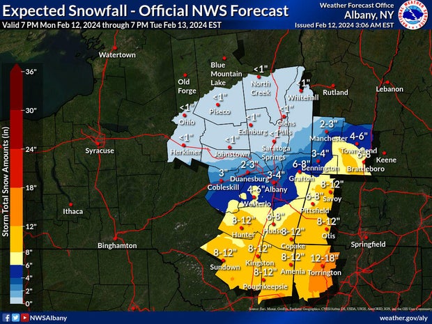 Albany snow map 
