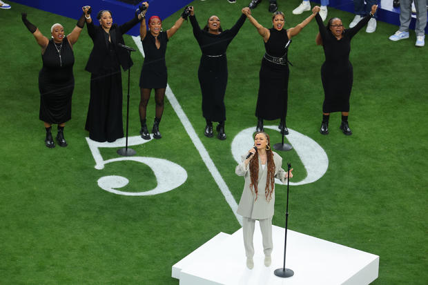 Andra Day performs at Super Bowl LVIII 