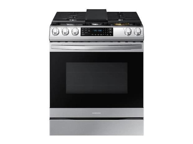 Samsung 6.0 cu. ft. Smart Slide-in Gas Range with Air Fry in Stainless Steel 