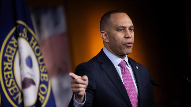 Representative Hakeem Jeffries, a Democrat from New York, during a news conference at the US Capitol in Washington, DC, US, on Thursday, Jan. 18, 2024. 