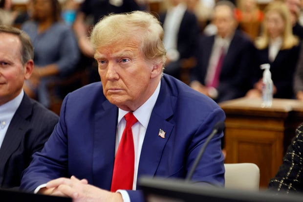 Former President Donald Trump sits in New York State Supreme Court during his civil fraud trial on Jan. 11, 2024 in New York City.