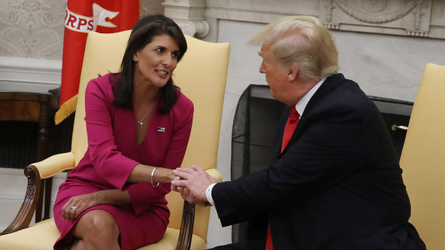 President Trump Meets With UN Ambassador Nikki Haley At The White House 