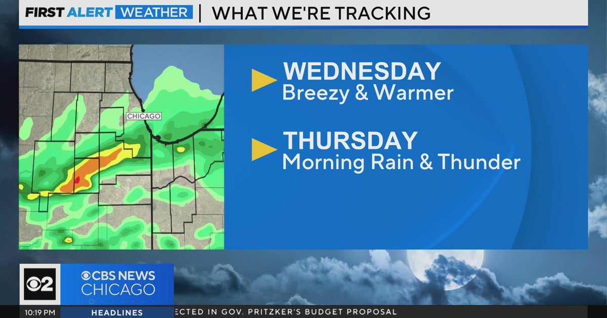 Breezy and warmer Wednesday, morning rain and thunder Thursday - CBS ...