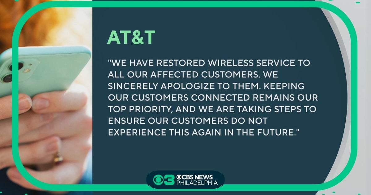 AT&T service has been restored after widespread outage - CBS Philadelphia