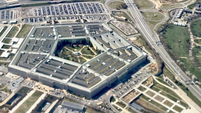 This aerial photograph taken on March 8, 2023 shows the Pentagon. 