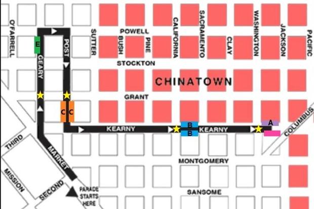 SF Chinese New Year Parade route map 
