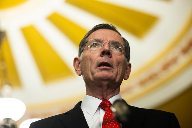 Sen. John Barrasso, a Republican from Wyoming, speaks during a news conference on Capitol Hill on Tuesday, Nov. 14, 2023. 