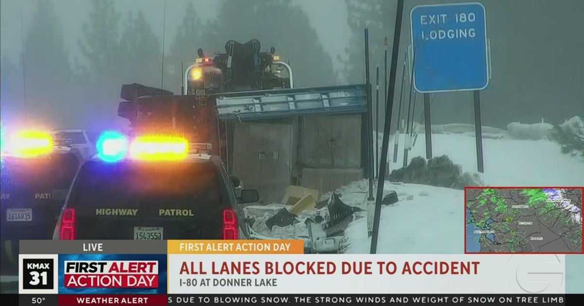 Big rig crash closes eastbound I-80 in the Sierra