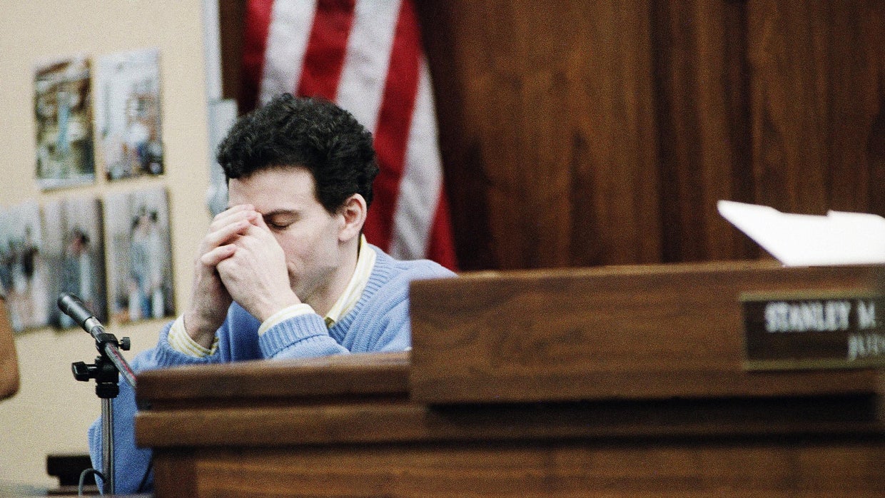 Erik Menendez testifying at the first trial. 