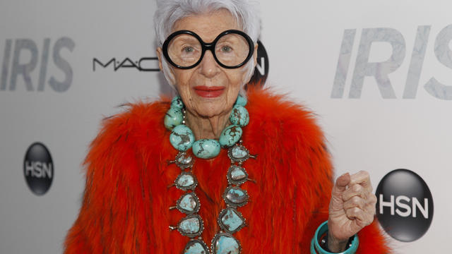 Iris Apfel attends the premiere of "Iris" at the Paris Theatre on Wednesday, April 22, 2015, in New York. 