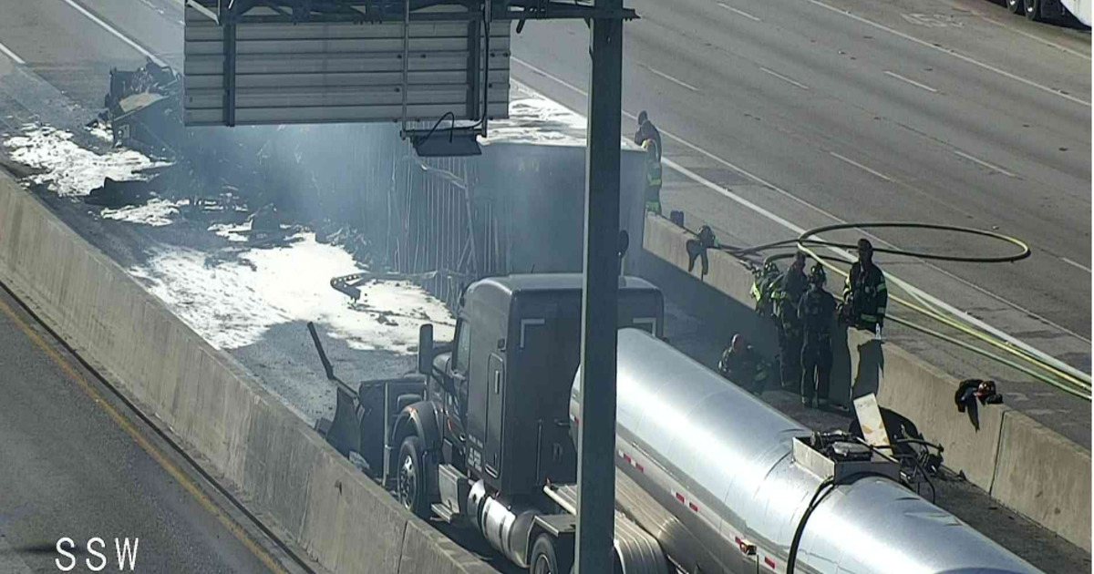 All lanes of I-35E reopen after semi-truck caught on fire