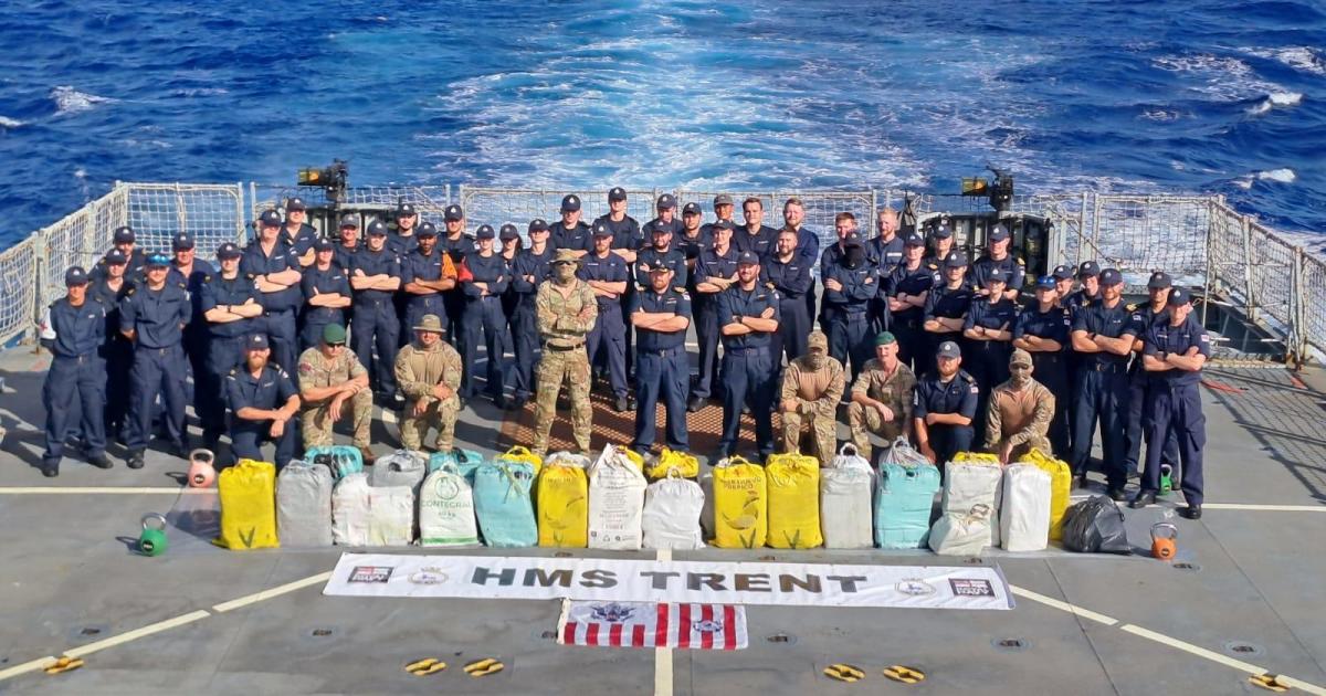 British warship and U.S. aircraft seize 6,000 pounds of cocaine and other drugs after "high-speed chase" in Caribbean Sea