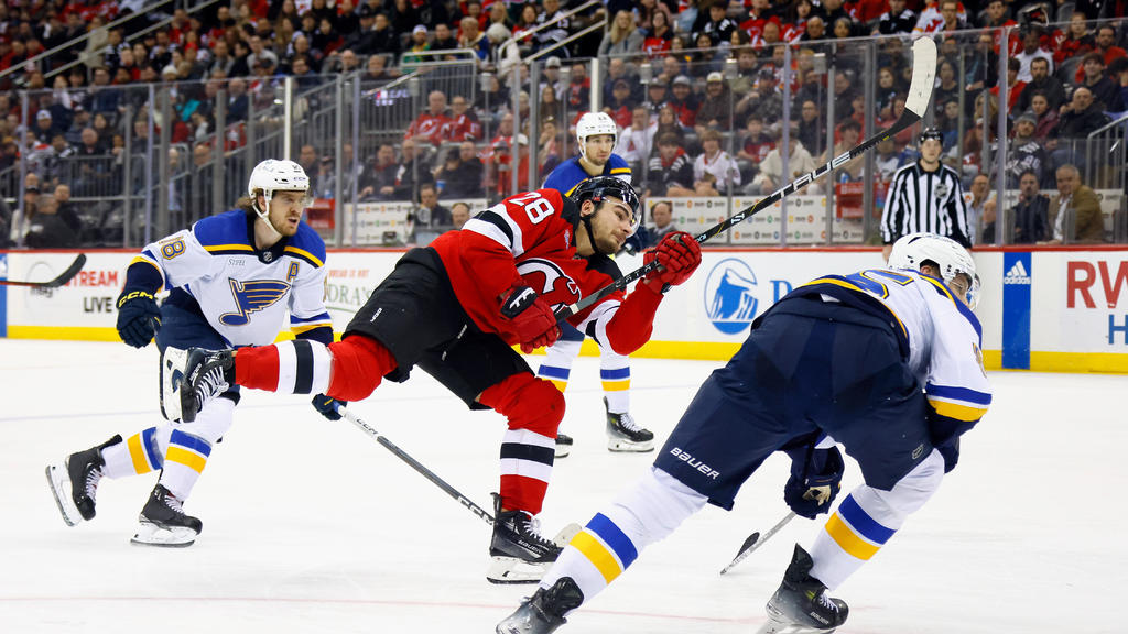 Meier scores 3 as Devils beat Blues and give interim coach Travis
Green his first win