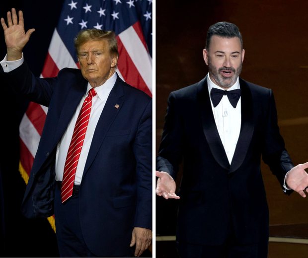 Side by side photos of Donald Trump and Jimmy Kimmel