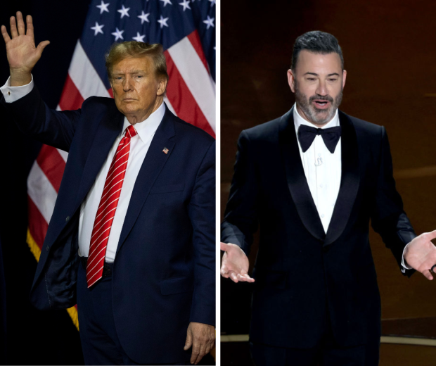 Side by side photos of Donald Trump and Jimmy Kimmel 