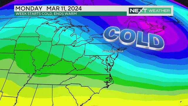 Cold air for Monday, March 11, 2024 
