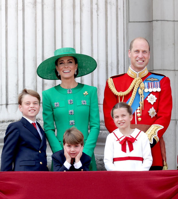 Prince William and Catherine with their children on the Buckingham Palace balcony 