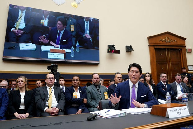 Robert Hur testifies before the House Judiciary Committee on Tuesday, March 12, 2024.