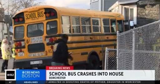 School bus crashes into house in Dorchester - CBS Boston