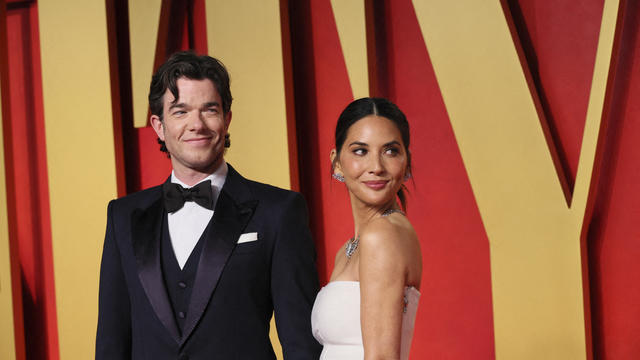 John Mulaney and Olivia Munn arrive at Vanity Fair's Oscars party after the Academy Awards, in Beverly Hills, California, March 10, 2024. 