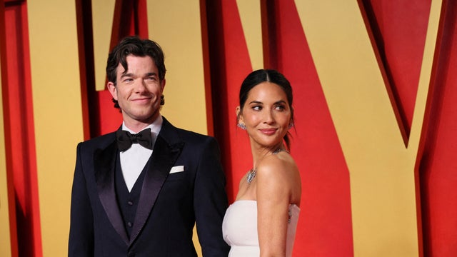 John Mulaney and Olivia Munn arrive at Vanity Fair's Oscars party after the Academy Awards, in Beverly Hills, California, March 10, 2024.