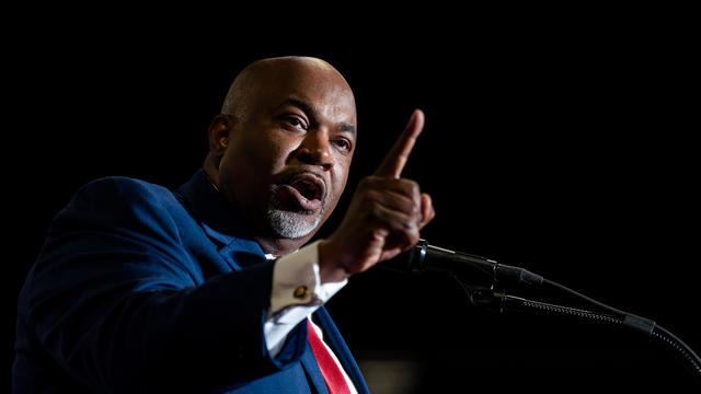 Mark Robinson, lieutenant governor of North Carolina, speaks during a "Get Out The Vote" rally with former US President Donald Trump in Greensboro, North Carolina, on Saturday, March 2, 2024. 