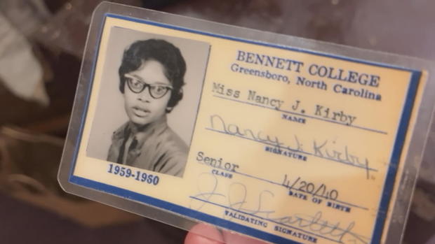 Nancy Kirby's student identification card from Bennett College 