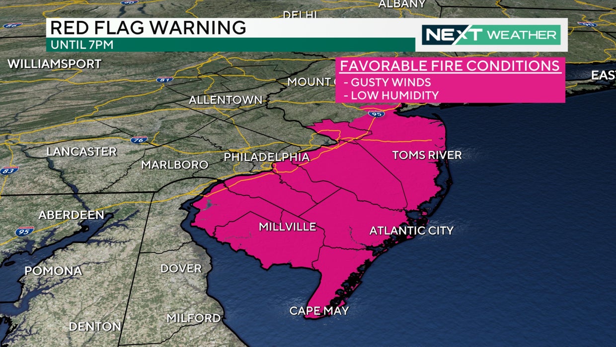 Red flag warning in effect for high fire risk in New Jersey - CBS ...