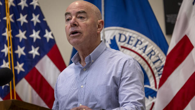 Department of Homeland Security Secretary Alejandro Mayorkas holds a press conference at a U.S. Border Patrol station on January 08, 2024 in Eagle Pass, Texas. 