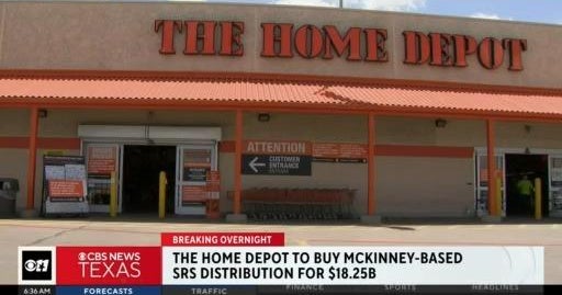 The Home Depot to buy McKinneybased SRS Distribution CBS Texas