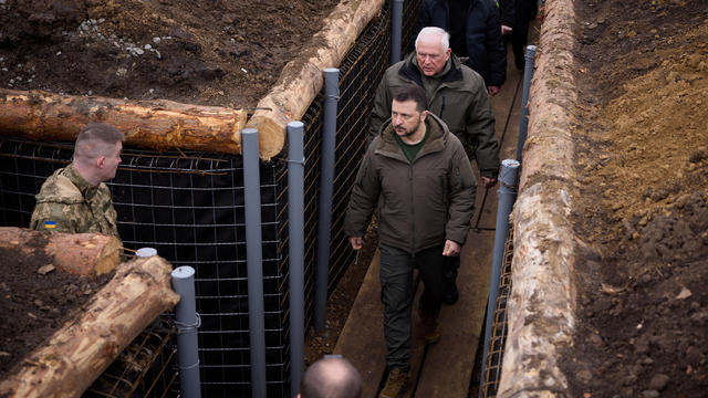 Ukraine's President Zelenskiy inspects new fortifications for Ukrainian servicemen in Sumy region 