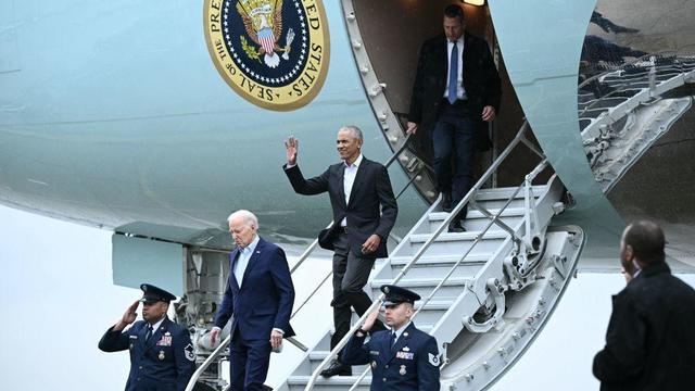 Obama accompanied Mr. Biden on the Air Force One flight from Washington, D.C., to New York earlier Thursday. 