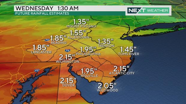 Rain totals from Monday to Tuesday 