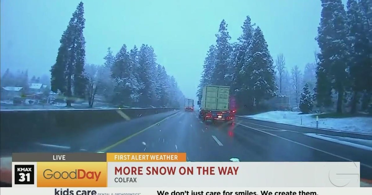 Snow falling all the way down to Colfax on Friday morning