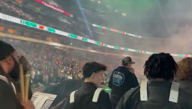 Student musicians in Lincoln Financial Field during WrestleMania 