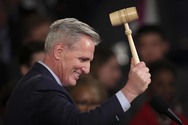 Speaker of the House Kevin McCarthy celebrates after being elected on Jan. 7, 2023, at the Capitol. 