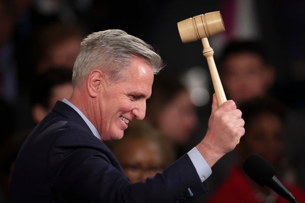 Speaker of the House Kevin McCarthy celebrates after being elected on Jan. 7, 2023, at the Capitol.