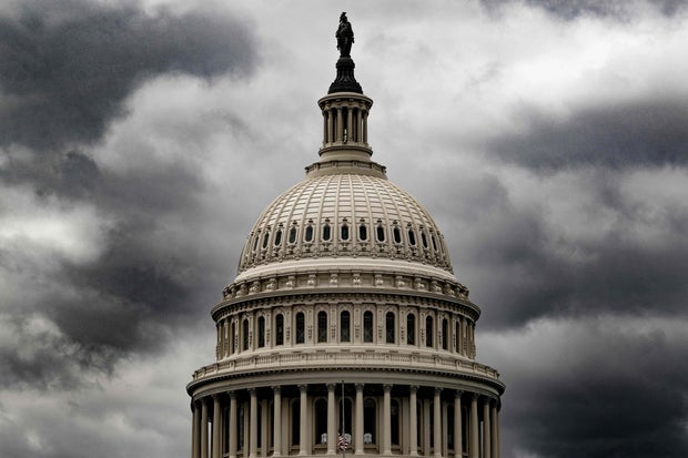 Storm clouds pass over the U.S. Capitol in Washington, D.C., on Jan. 23, 2023.