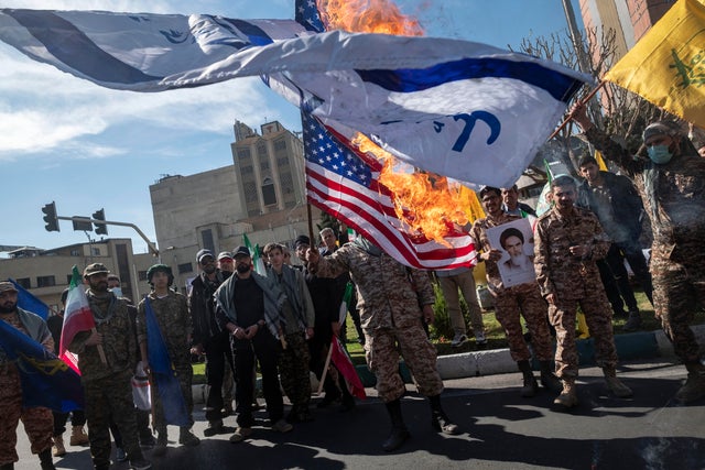 Iran-Burning Flags Of The U.S. And Israel