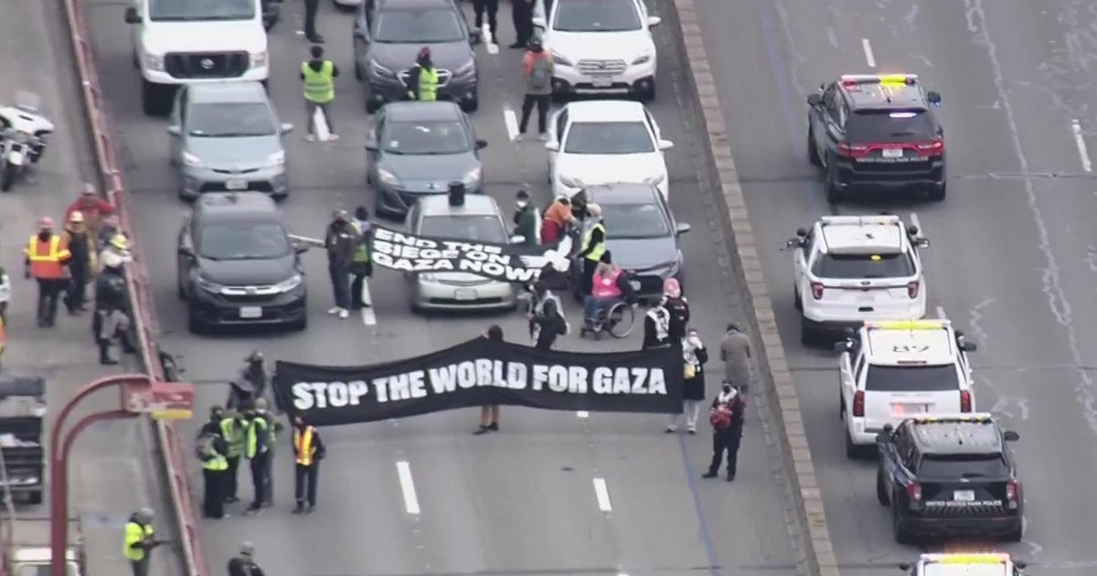 Pro-Palestinian demonstrations block freeway traffic on I-880 in ...