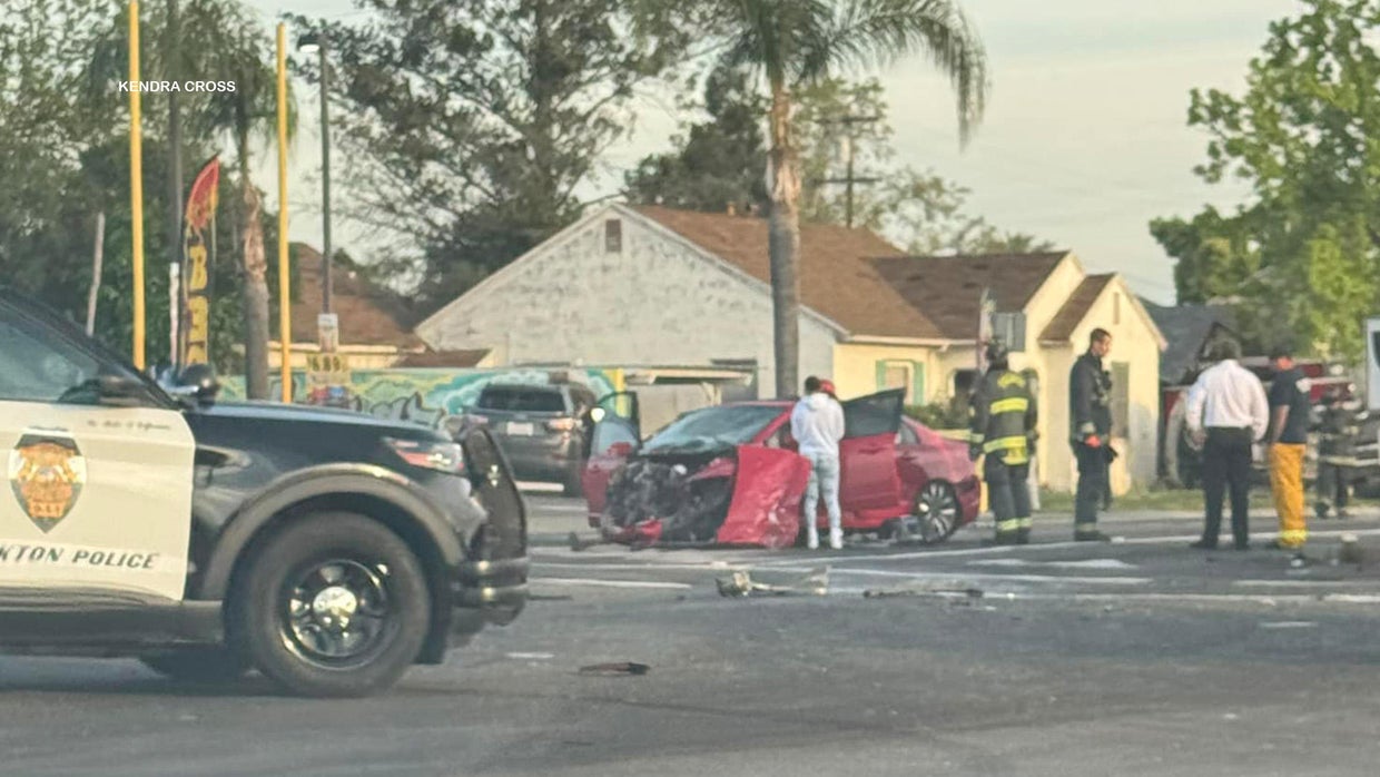 Fire engine strikes home after multiple-vehicle crash in Stockton - CBS ...