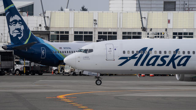 An Alaska Airlines Boeing 737 MAX 9 taxis at Seattle-Tacoma International Airport on March 25, 2024, in Seattle, Washington. 