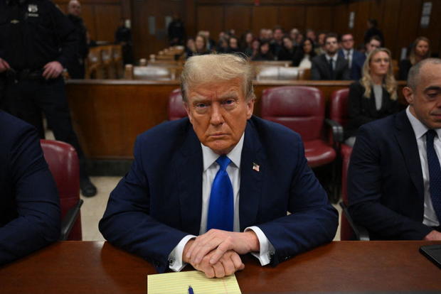 Former President Donald Trump at Manhattan Criminal Court during his trial on April 22, 2024. 