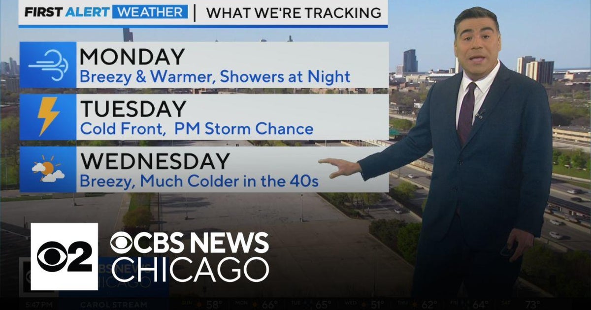 Breezy and warmer in Chicago Monday, showers at night - CBS Chicago