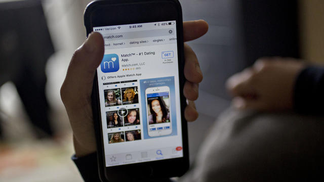 Match.com dating app on an iPhone 